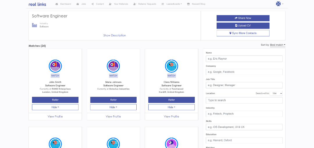 Real Links employee referrals software